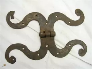 Antique Blacksmith Hand Forged Iron Rams Horn Shutter/Door Hinge Ornate Hardware - Picture 1 of 5