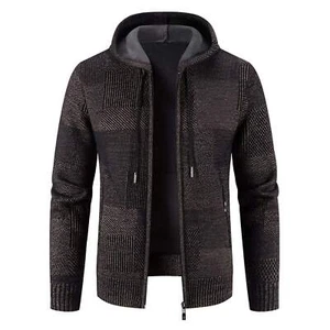 Casual Plus Size Zipper Wool Cardigan Jacket for All Seasons in Dark Gray, Brown - Picture 1 of 30