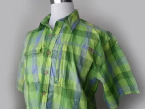 PACIFIC TRAIL Men Size M Short Sleeve Shirt Ventilation Back Green Plaid UPF-30 - Picture 1 of 9