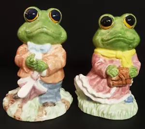 Cute Frog Toad Figurine Male Female Couple Piggy Bank Shopping Porcelain - Picture 1 of 11