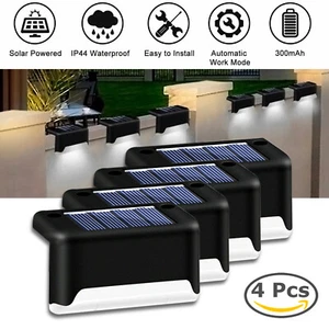 4 Solar LED Bright Deck Lights Outdoor Garden Patio Railing Decks Path Lighting - Picture 1 of 10