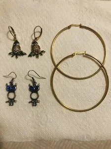 Earring Set Bundle 🦉owls And Gold Rings - Picture 1 of 3