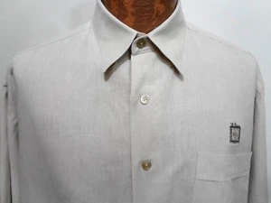 Ben Hogan L Beige Linen & Cotton Long-Sleeve Button-Down Shirt - Picture 1 of 5