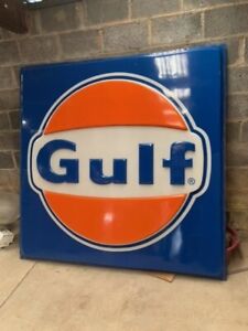 ORIGINAL GULF OIL/GAS STATION SIGN 6'x6' VERY GOOD CONDITION