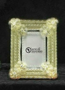 Cornice in Vetro di Murano con oro zecchino fatto a mano in Italia porta foto  - Picture 1 of 6