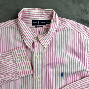 Polo Ralph Lauren Mens Button Up Shirt Size XXL Custom Fit Pink Striped Pony - Picture 1 of 10