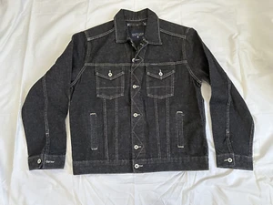 Vintage NAUTICA ANCHOR Black Denim Jean Trucker Jacket Men's Size Large NEW - Picture 1 of 3