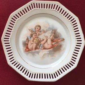 Assiette A Dessert Ou Décorative En Porcelaine Ajourée Bavaria Schumann Angelot - Picture 1 of 7