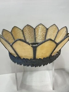VTG/Antique Slag Glass Shade Topper Caramel White Panel Lamp Shade Top Crown - Picture 1 of 14