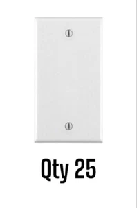 Leviton 88014, Wall Plate, Blank, 1-Gang, Box Mount, White Thermoset (Qty 25) - Picture 1 of 3