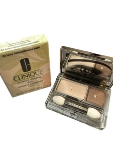 Clinique All about Shadow Duo 04 Ivory Bisque/Bronze Satin 0.07oz / 2.2g-NIB - Picture 1 of 6