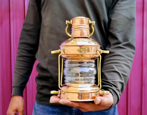 brass Copper Brass Oil lamp | Maritime Lantern Lamp | Nautical Wall Hanging Tabl - Picture 1 of 4