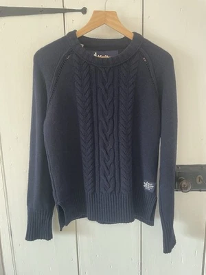 Superdry Women’s Wool Navy Jumper-Cable Knit Front- Size Medium - Image 1 of 4