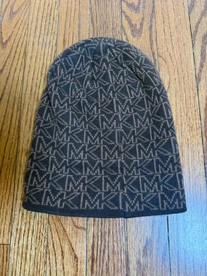 Michael Kors Gorro Marrón Invierno Sombrero Acrílico Logo Estampado Talla Única Elástico Foto 1 de 4