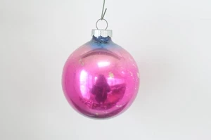 Vntg Ornament Round Blue and Pink Shiny Brite Christmas Ornament Box #6-4 - Picture 1 of 4