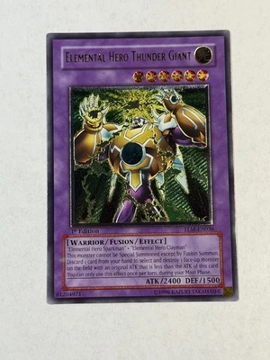 游戏王 EURO Elemental Hero Thunder Giant TLM-EN036 终极罕见第 1 版 LP — 第 1/4 张图片