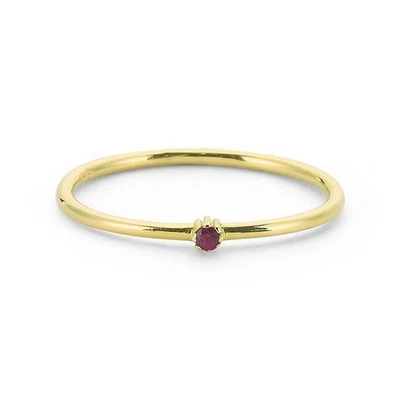 Natural Red Ruby Gemstone Simple Women Band Ring 14k Solid Gold ring k940 - Image 1 of 4