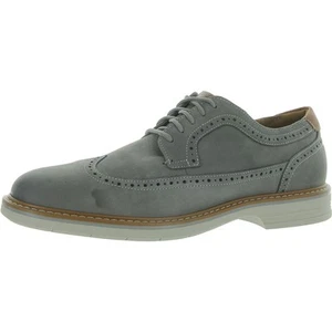Florsheim Mens Norwalk WT OX Gray Leather Derby Shoes 8.5 Medium (D) BHFO 3483 - Picture 1 of 3