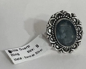 VINTAGE DEUTSCHER SILBER IOLITH QUARZ DAMEN RING GR. 9 NEU MIT ETIKETT WUNDERSCHÖN NEU - Bild 1 von 4
