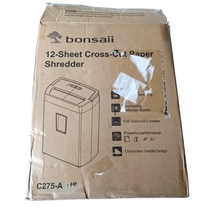 Trituradora de papel Bonsaii de 12 hojas corte transversal resistente cubo de 5,5 galones para oficina en casa - Imagen 1 de 4