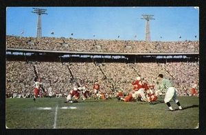 Postal Orange Bowl 1953 RPPC PC Bart Starr & Alabama 61 Syracuse 6 publicadas 1955 - Imagen 1 de 2