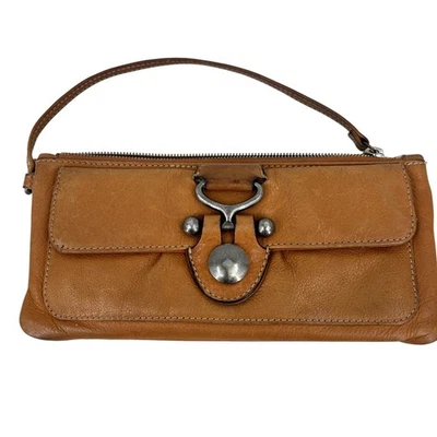 Hobo International Clutch Wristlet Handbag Tan Leather Zip Top Vintage - Image 1 of 4