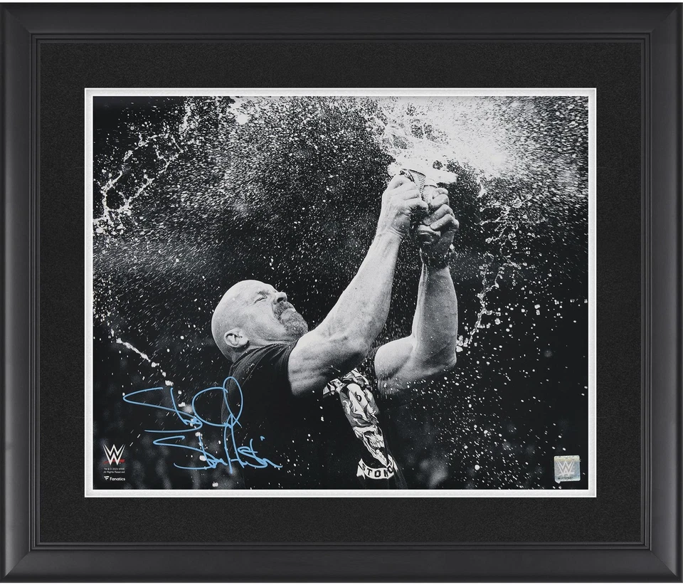 Stone Cold Steve Austin WWE фотография в рамке с автографом 16 x 20 дюймов пивной брызги - Изображение 1 из 1