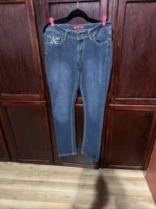 Red Rivet Jeans Women’s Size 13 Dark Sandblast Stretchy Denim Bling - Picture 1 of 7