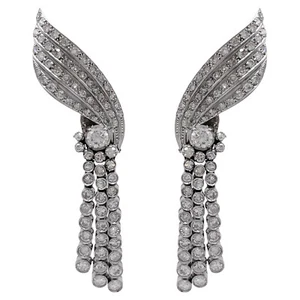 Glittering White Excellent Cut Lab-Created 5.14CT Diamonds Floral Design Earring - Picture 1 of 5