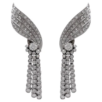 Glittering White Excellent Cut Lab-Created 5.14CT Diamonds Floral Design Earring - Image 1 of 4