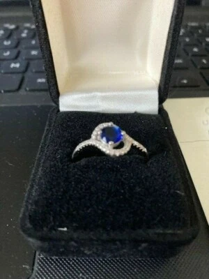 Anillo Circonita Azul con Acentos de Circonita Blanca Talla 11 ENVÍO GRATUITO Foto 1 de 4