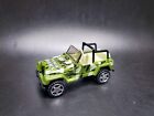 Racing Champions 1990s Jeep Wranger TJ Green Camo w/Roll Bar 1/64 Scale 