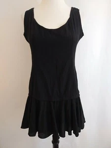 CACHÉ 2 schwarzes Kleid ärmellos Reißverschluss halbtransparent Rüschenrock gebraucht Fehler - Bild 1 von 7
