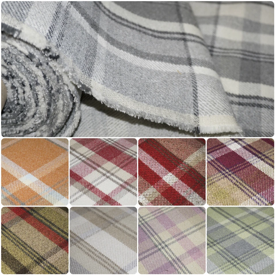 Premium Balmoral Thick Wool Effect Tartan Upholstery Curtain Fabric Plaid Fabric