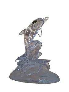 Cristal d'Arques Dolphin Clear Lead Crystal Figurine Frosted Glass Base - Picture 1 of 5