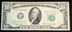 United States 1950C $10 Federal Reserve Note. USA Circulated Bill - Picture 1 of 7