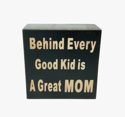 Behind Every Good Kid is A Great MOM Wooden Box Sign for Home Hanging Wall Decor - Image 1 of 4