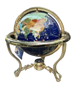 Inlay Gemstone Tabletop World Globe - Picture 1 of 10