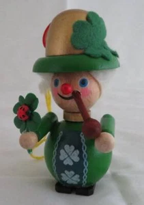 New STEINBACH Irish Pipe Man Shamrock Ladybug 3.5 " ORNAMENT Wood St Patrick - Picture 1 of 6