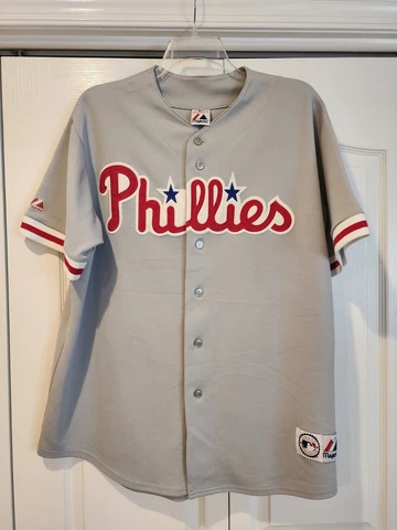 MLB Philadelphia Phillies Majestic Replica Gray Road Jim Thome Jersey Size XXL Cover