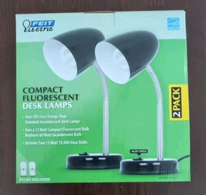 Set of Two Feit Compact Fluorescent Desk Lamps - (2) 13 Watt Bulbs Included - Picture 1 of 4