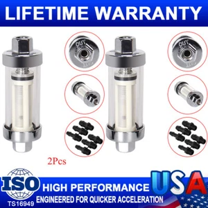 2Pcs Universal 1/4" 5/16" 3/8" Chrome Glass Reusable Washable Inline Fuel Filter - Picture 1 of 15