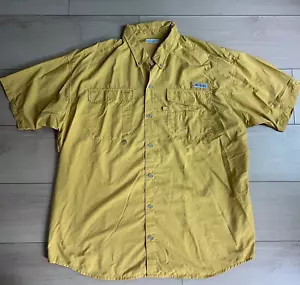 Camicia da pesca uomo Columbia PFG manica corta gialla bottoni davanti ventilata XXL - Foto 1 di 5