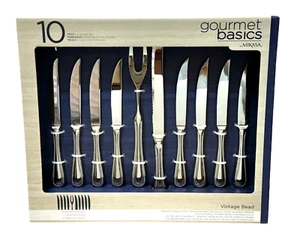 Mikasa Gourmet Basics Set Intaglio 10 Pezzi Perline Vintage Acciaio Inox - Foto 1 di 7