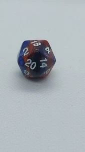 Basic D20 Die For RPGs D&D Orange Blue Swirl - Picture 1 of 7