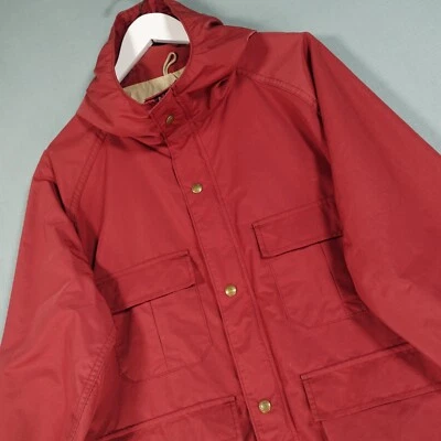 Vintage LL Bean Parka Coat Mens Medium Red Baxter State USA Hood Utility Jacket - Image 1 of 4