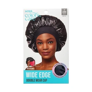 KISS Colors & Care Silky Satin Wide Edge Double Wear Cap XL, Black, Double Sided - Picture 1 of 4