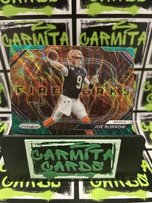 JOE BURROW 2023 Prizm #F8 Fireworks GREEN WAVE PRIZM Cincinnati Bengals - Image 1 of 3