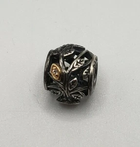 CUENTAS DIJES DE HOJAS DE CAÍDA DE PLATA ESTERLINA PANDORA Y ORO 14K - Imagen 1 de 5