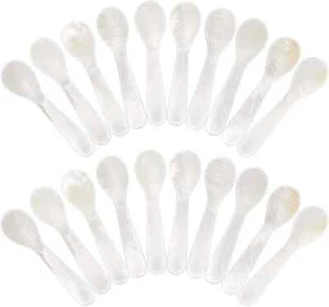 Set of Caviar Spoons Mother of Pearl Spoons with Hand Craft W round Handle for C - Picture 1 of 4